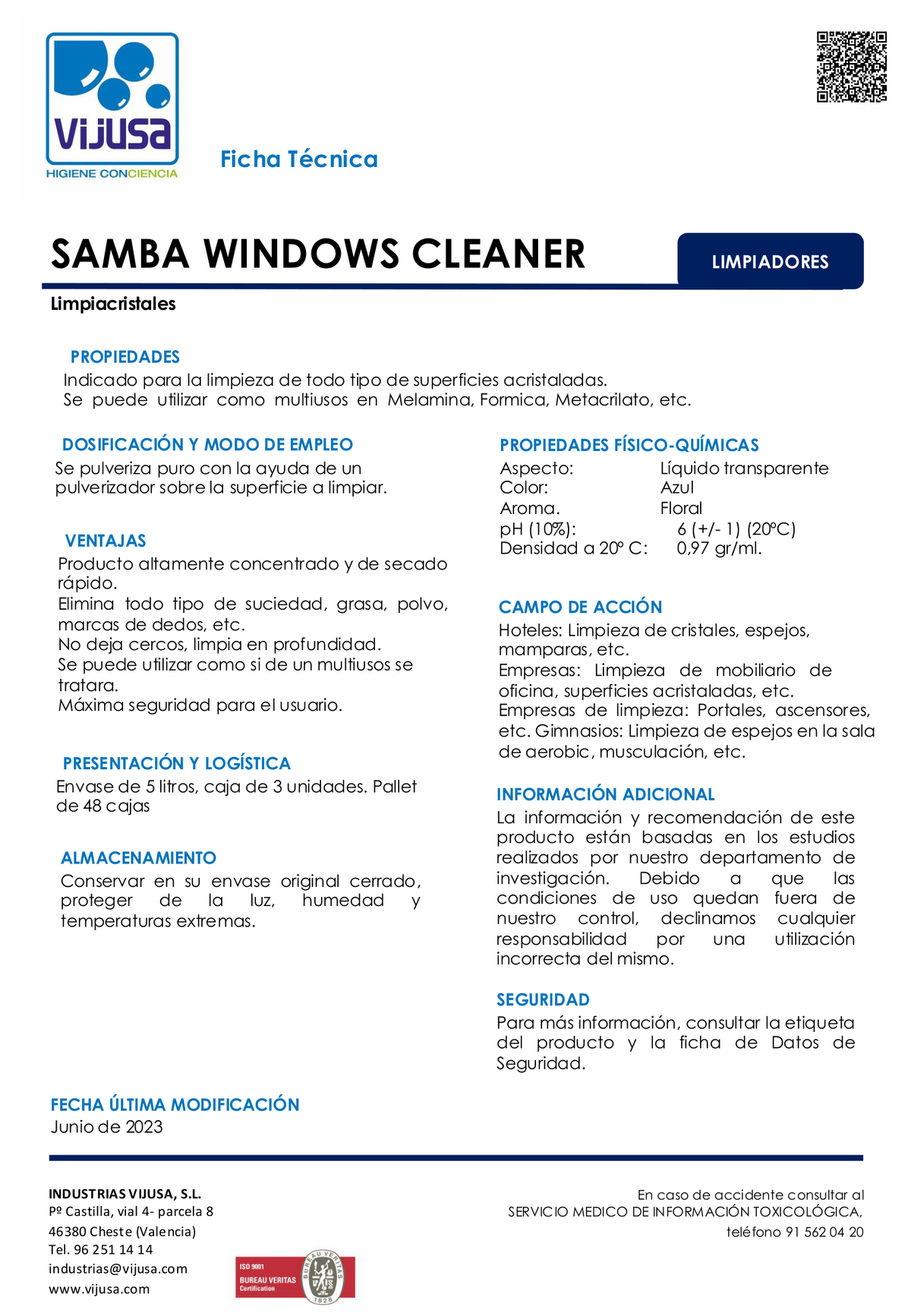 Samba Limpiacristales 5L