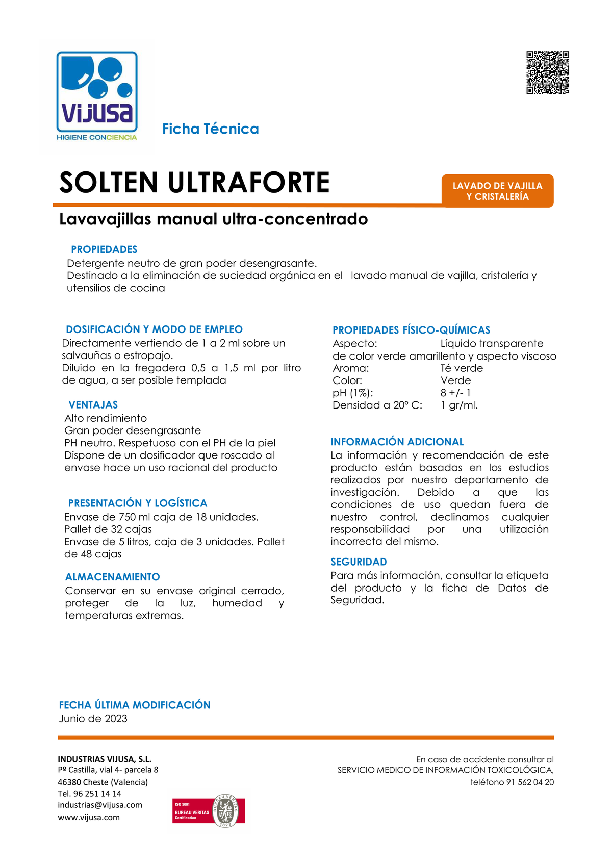 Solten Lavavajillas 750ml