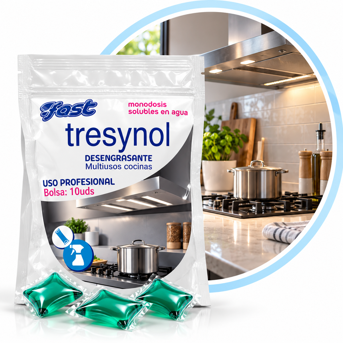 Fast Tresynol 10 uds - Desengrasante Multiusos Cocinas VIJUSA