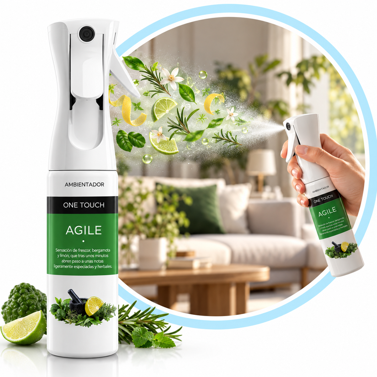 One Touch Agile 300ml - Ambientador Bergamota Limón VIJUSA