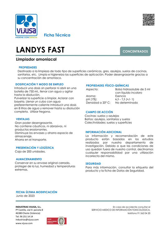 Fast Landys Limpiador de Piso Amoniacal (Capsulas)