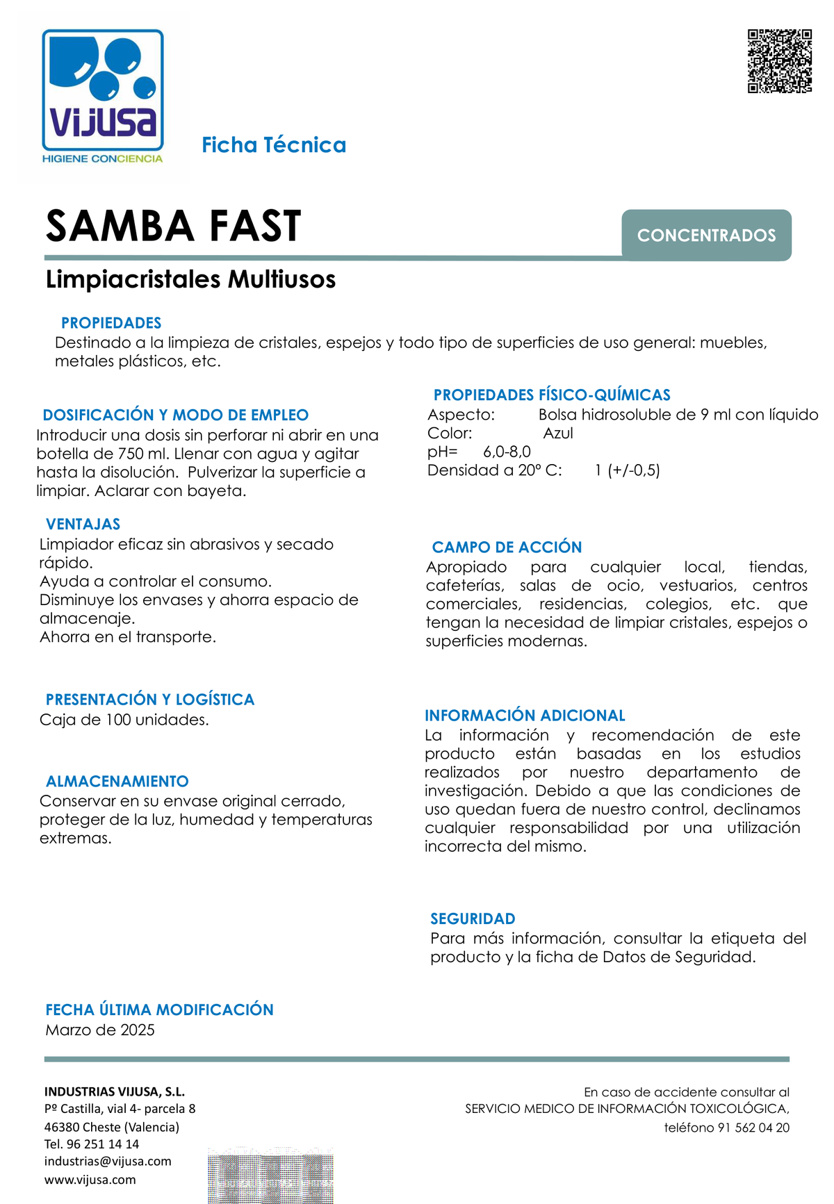 Fast Samba Limpiacristales (Capsulas)