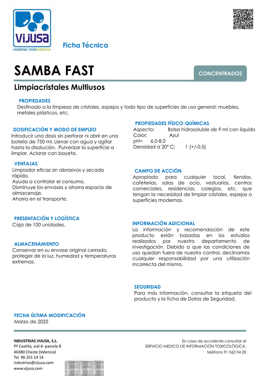 Fast Samba Limpiacristales (Capsulas)