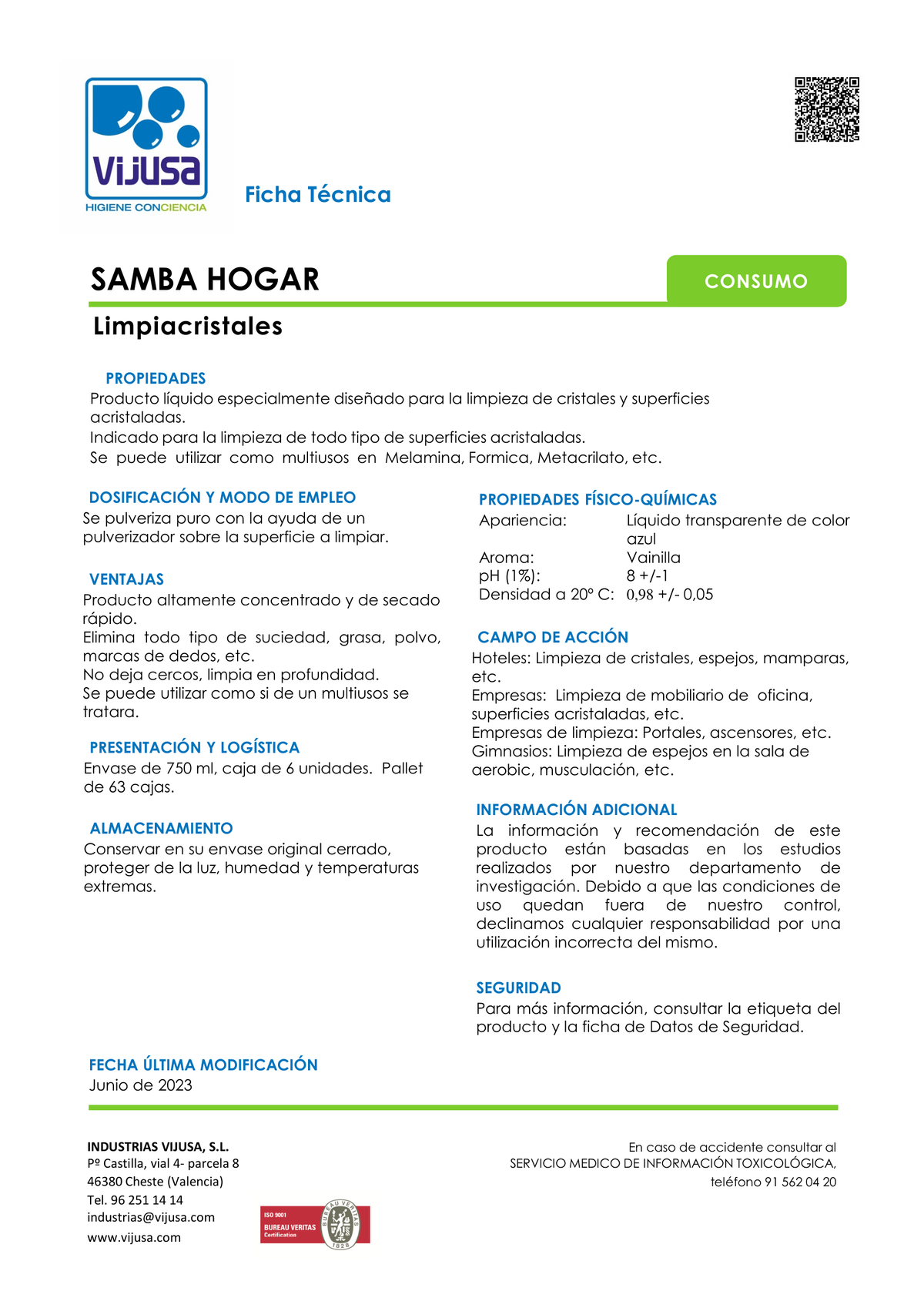 Samba Limpiacristales 750ml