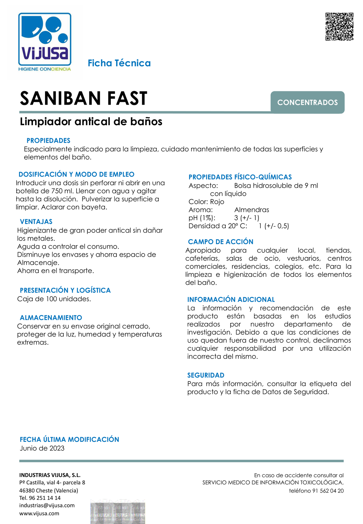 Fast Saniban Desinfectante para Baño (Capsulas)
