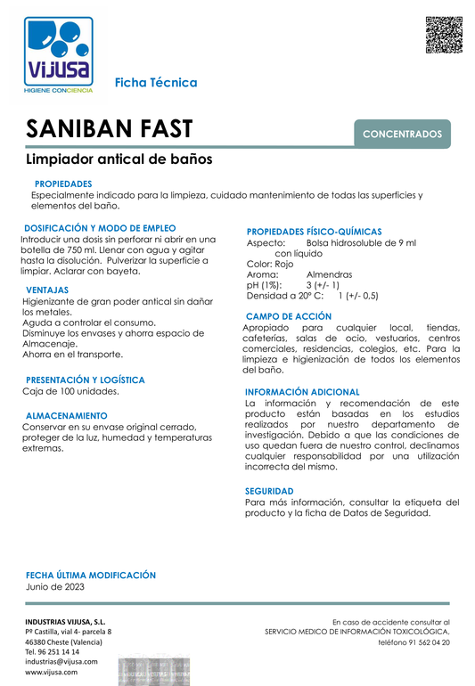 Fast Saniban Desinfectante para Baño (Capsulas)