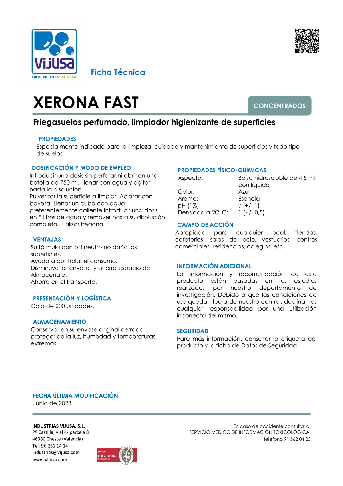 Fast Xerona Desinfectante de Piso (Capsulas)